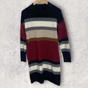 NEW Nordstrom Knit Sweater Dress Striped Colour Block Size Small‎ Chunky Boho S